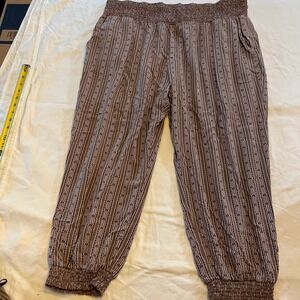 Muses Lounge Boho Printed Jogger Pants Women's Size 2X Smocked Geometric Harem
